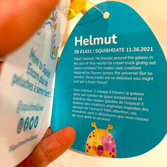 Helmut the Alien Squishmallows 8” NWT eating an ice cream cone marbled orange - Picture 5 of 5